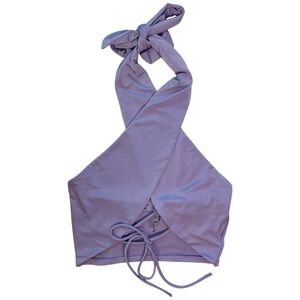 NWT Tresser Lavender Halter Tie Back Crop Top Small Sleeveless Wrap Y2K
